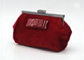 Fake fur beauty lady kiss lock clutch bag with bow on front 