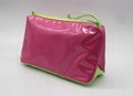 Shiny PU large size contrast colour women's cosmetic organizer bag with handle