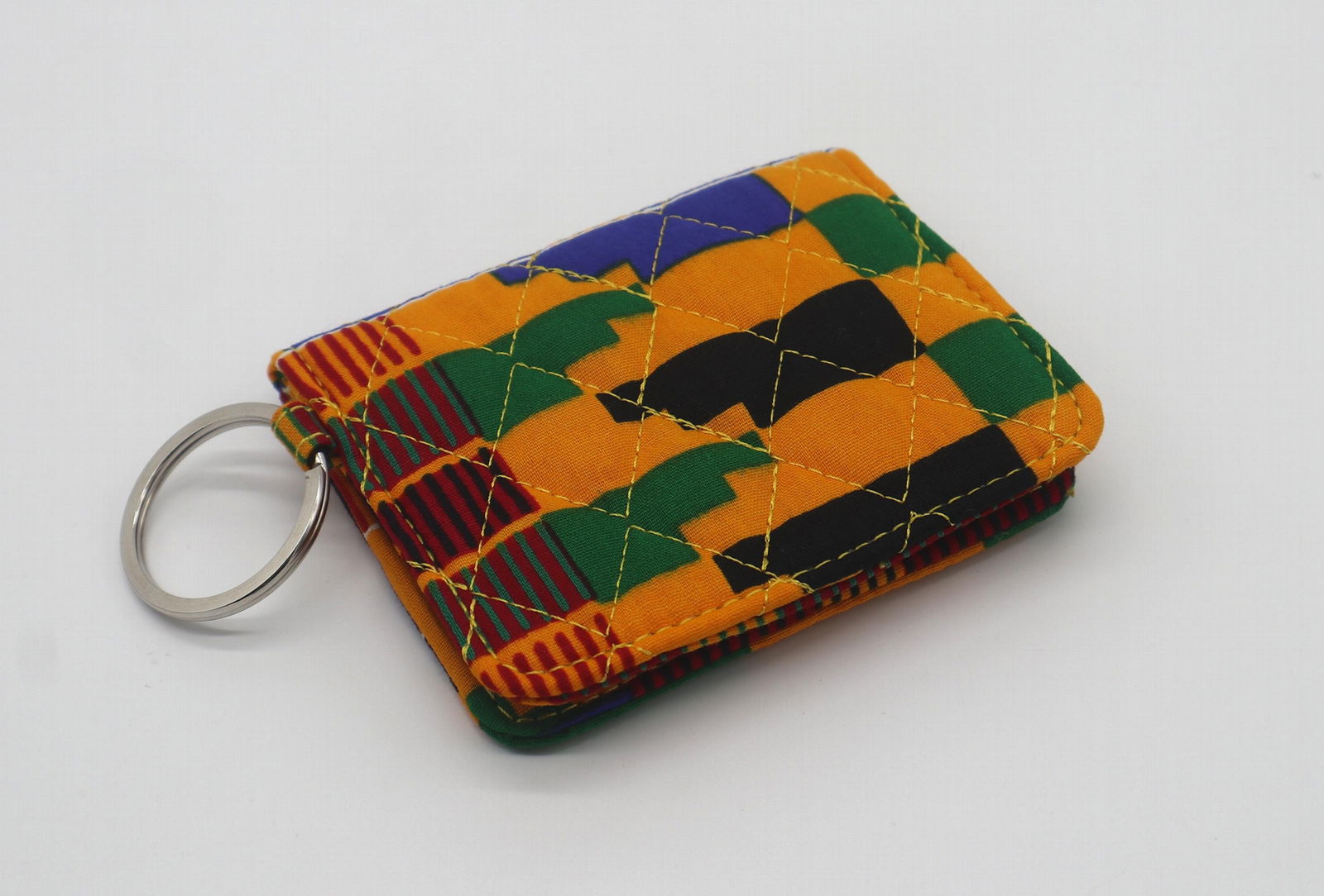 Ankara cotton quilted stylish women card holder with metal ring  2