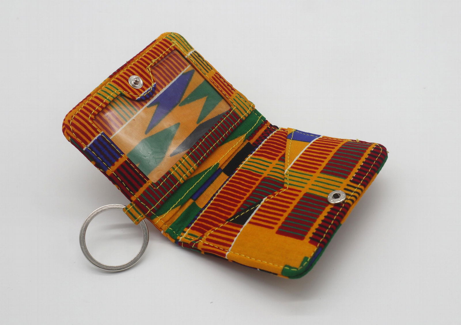 Ankara cotton quilted stylish women card holder with metal ring  4