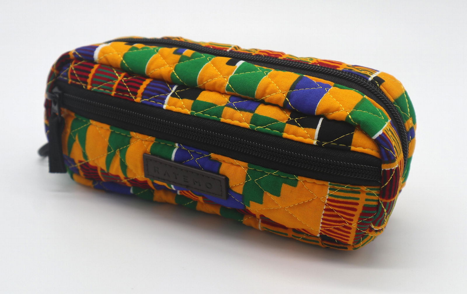 Ankara printed cotton with diamond quilted stylish pencil pouch 5