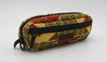 Ankara printed cotton quilted pencil case with double zippers