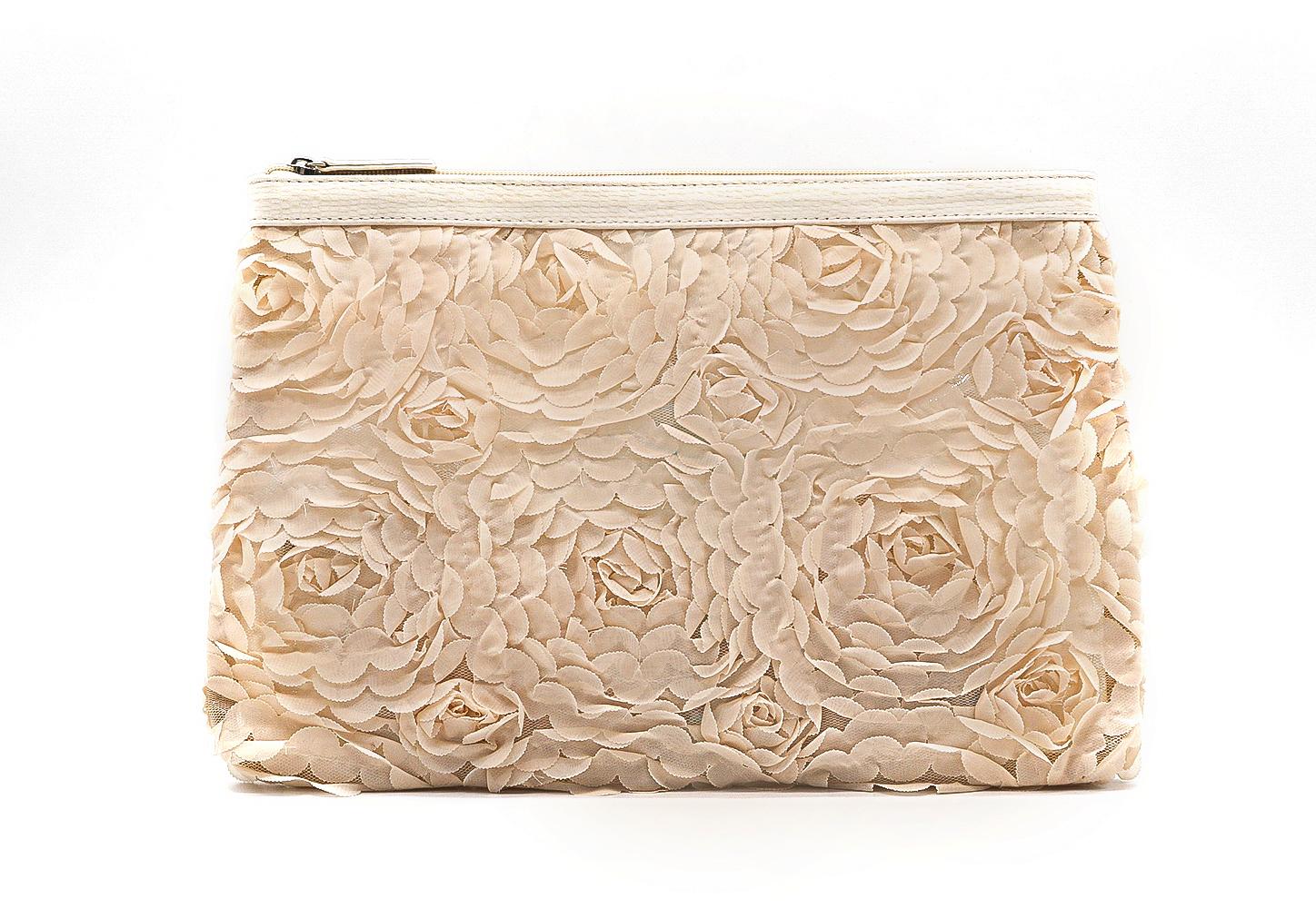 Clear PVC covered with lace fantastic large size lady clutch bag