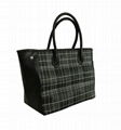 Splicing style woven with PU charming women black tote bag 