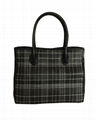 Splicing style woven with PU charming women black tote bag 