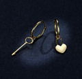 925 Sterling Silver Key and Lock Earrings The Key Of Heart Lock Fashion Jewelry  2