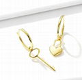 925 Sterling Silver Key and Lock Earrings The Key Of Heart Lock Fashion Jewelry  4