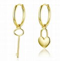 925 Sterling Silver Key and Lock Earrings The Key Of Heart Lock Fashion Jewelry  5