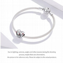 925 Sterling Silver Family Charm Thanksgiving heart-shaped DIY Bracelet Accessor