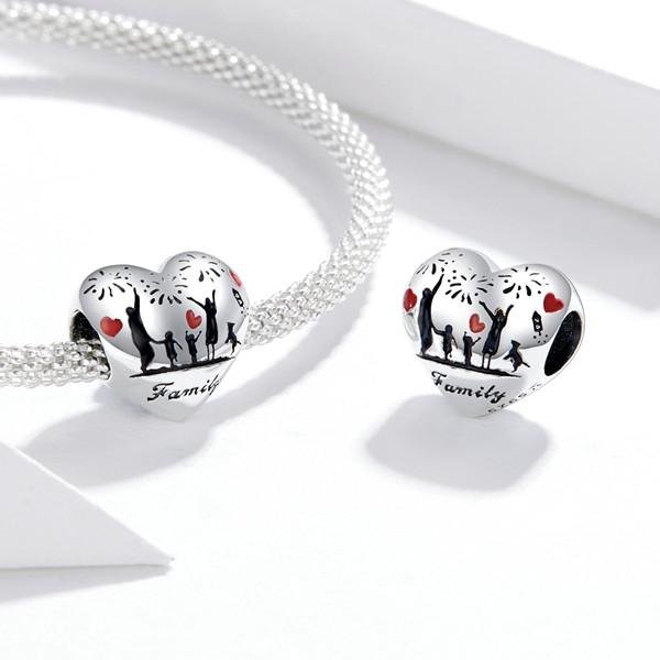 925 Sterling Silver Family Charm Thanksgiving heart-shaped DIY Bracelet Accessor 2