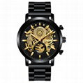 Cuntom Men Stainless Steel Waterproof 30m Mulifunction Skeleton Quartz Watch