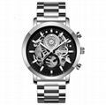 Cuntom Men Stainless Steel Waterproof 30m Mulifunction Skeleton Quartz Watch 3