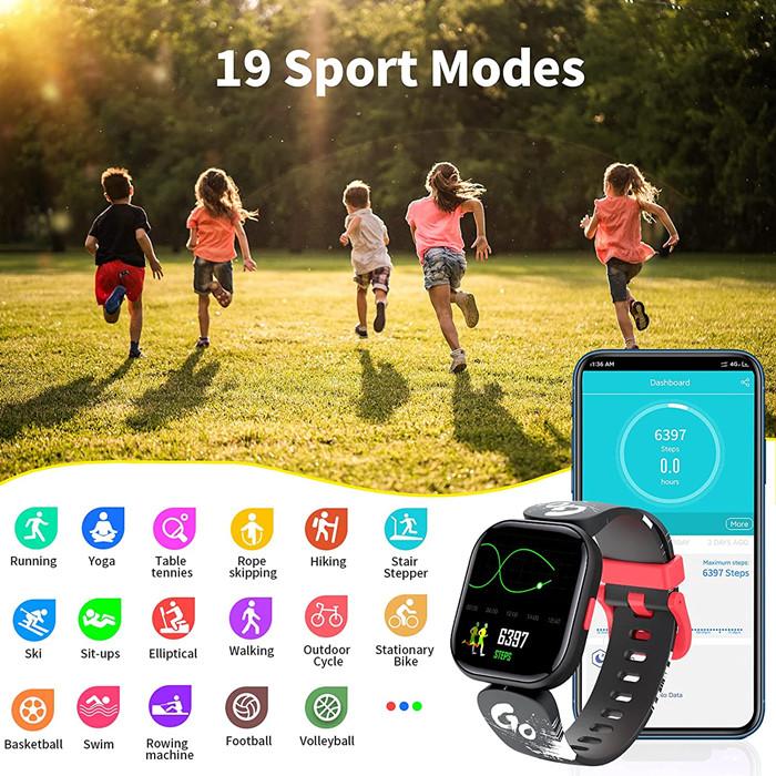 Kids Fitness Tracker IP68 Waterproof Heart Rate Monitor Sleep Monitor 19 Sports  2