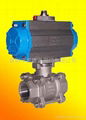 three pieces pneumatic ball valve