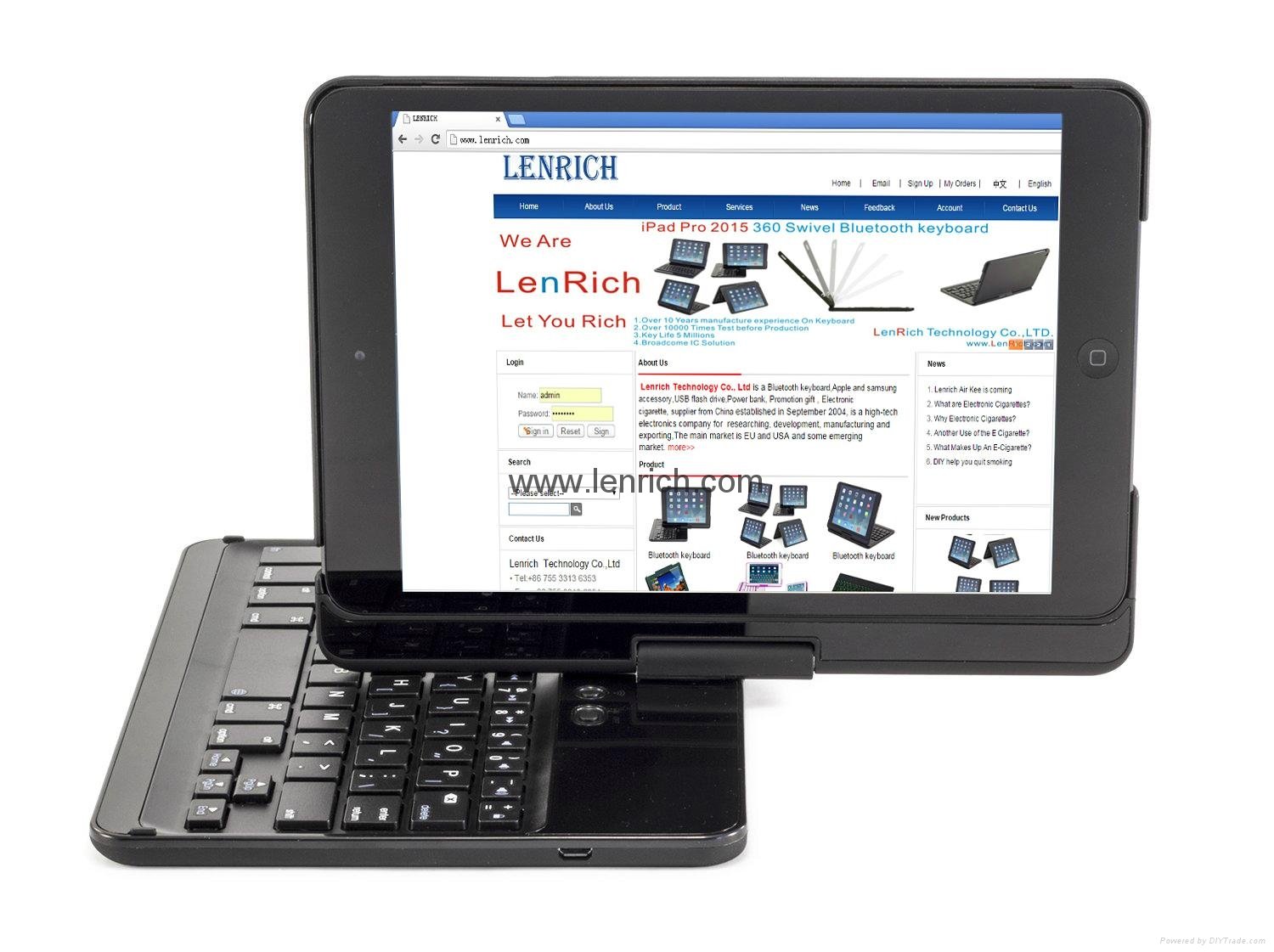 Lenrich iPad mini 4 Keyboard Cover 360 rotation swivel Ultra Slim Multi-Angle  4
