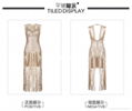 2016 Europe Europe new sexy hollowed halter dress elegant tassel dress 2