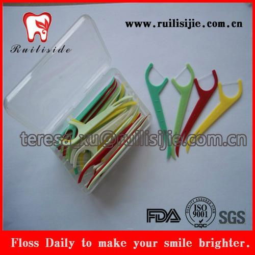 Plastic box packed dental floss picks,toothpicks,dental flosser 3