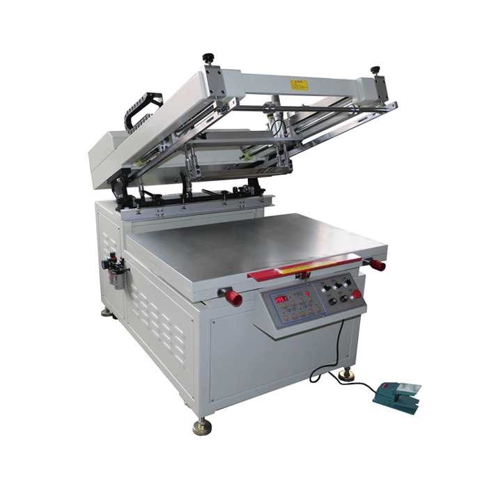 Oblique arm screen printer