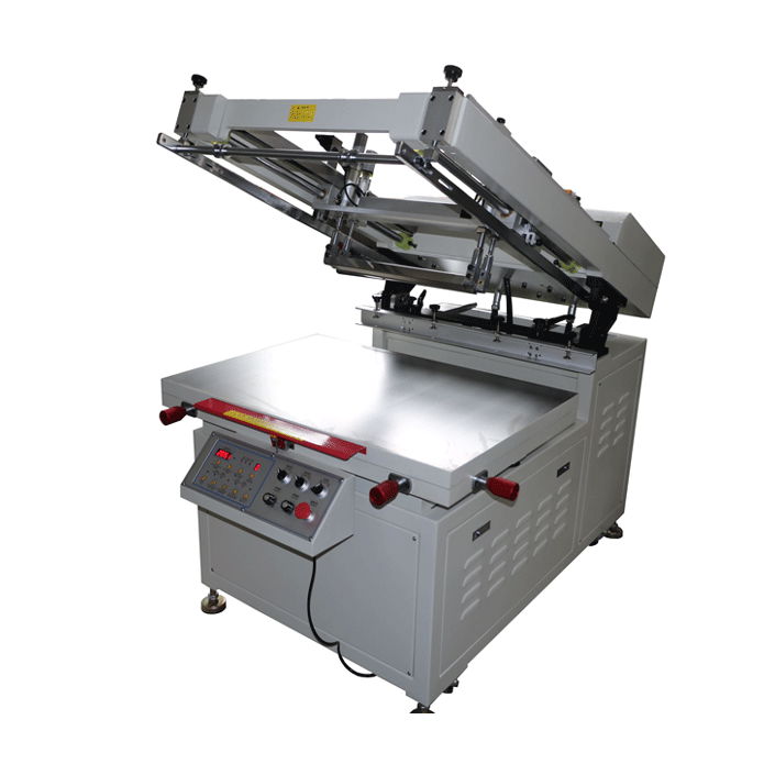 Oblique arm screen printer