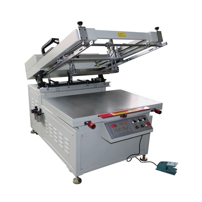 Oblique arm screen printer