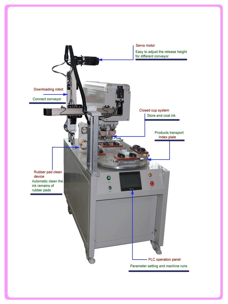 One Color Pad Printing Machine with Conveyer
