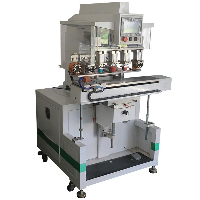 Four colors pad printing machine with servo workbench