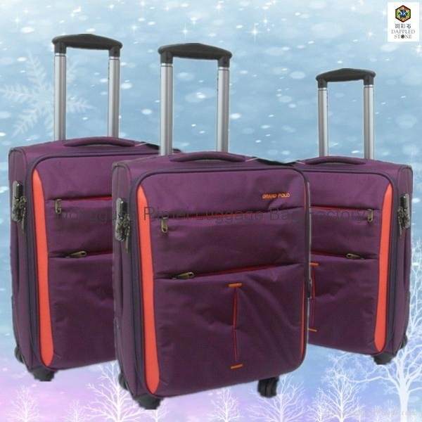 TModen design spinner wheels new design nylon l   age trolley bag case with 3pcs 2