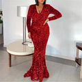 V-Neck Long Sleeve Evening Dress 4