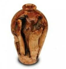 Wood  Carved Small Root Urn 2