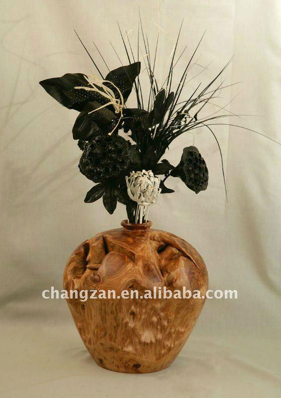 Wood  Carved Small Root Urn 4