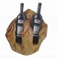 Wooden Fir Root  Handly Carved Double Wine Stand