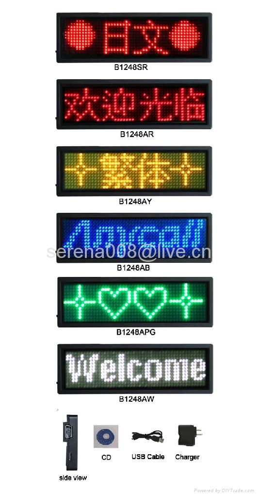 USB rechargeable led name tag messge badges mini displays  board 4