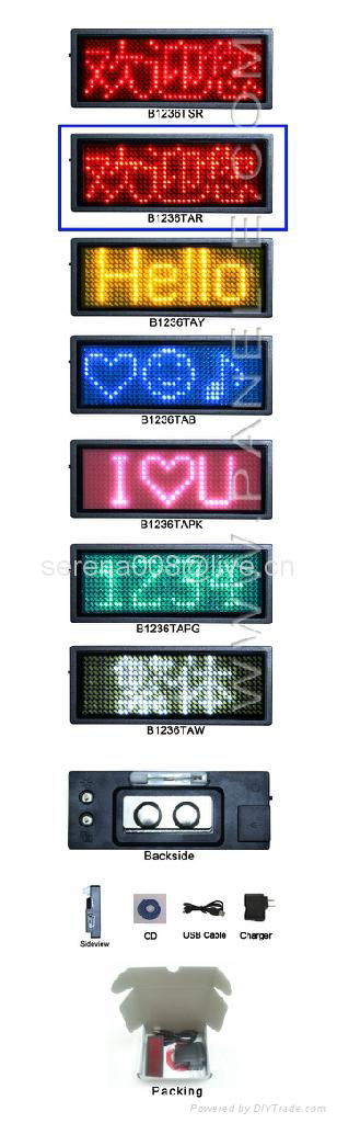  Russian support  LED name board /tag/card ,led scrolling message display 5