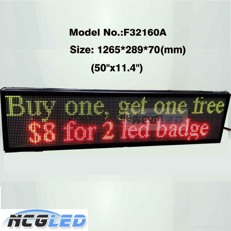 Top quality Shenzhen Factory price P7.62 indoor tri color  led moving sign 2