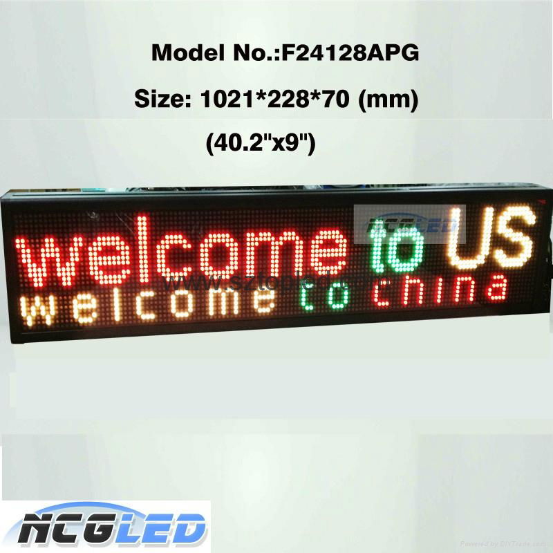 Top quality Shenzhen Factory price P7.62 indoor tri color  led moving sign 4