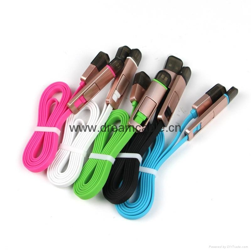 Gold Foldable 2 in 1 USB Cable for Ios Android