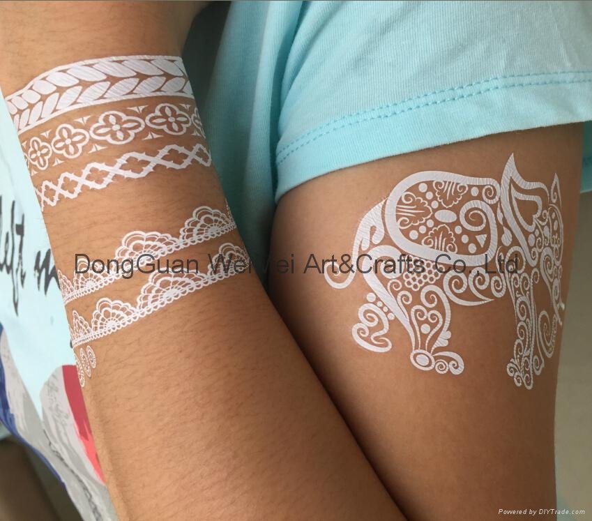 Temporary White Henna Body Art Tattoo Sticker 2