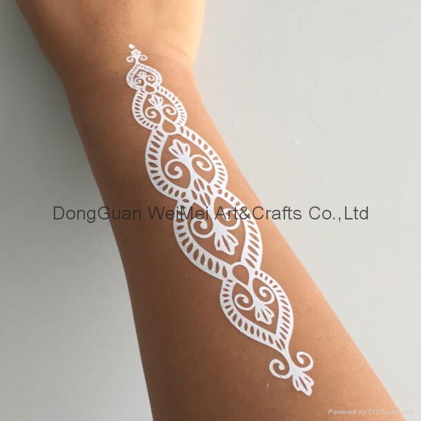 Temporary White Henna Body Art Tattoo Sticker 3