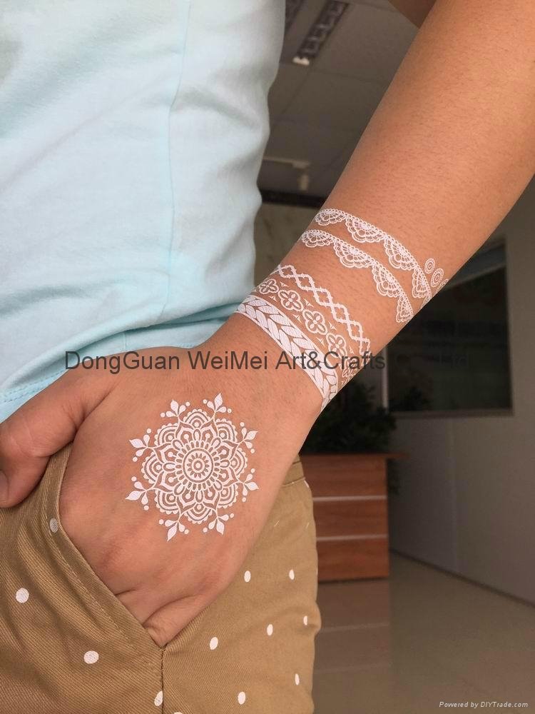 Temporary White Henna Body Art Tattoo Sticker 4