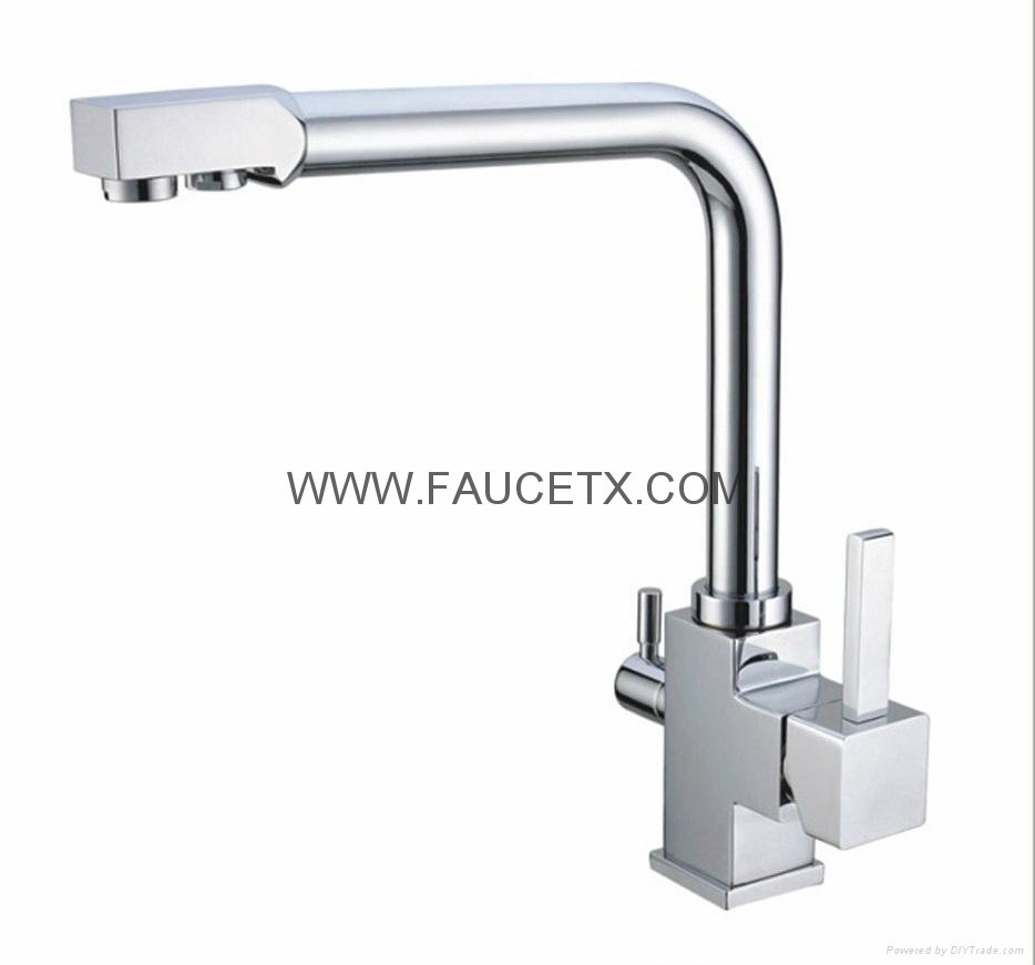 Rolya Nickel Brushed 3 way water filter taps tri flow kitchen faucets 2