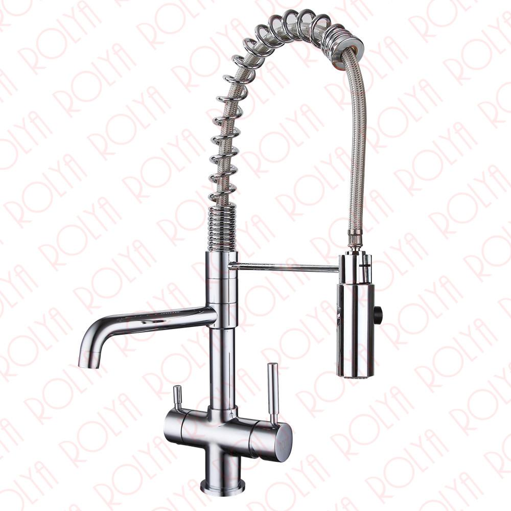 Rolya New Tri Flow 3 Way Kitchen Faucet Swivel with pullout sprayer 3