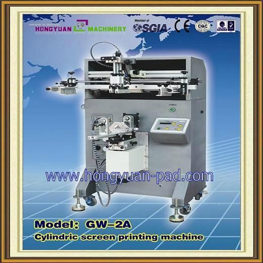 Cylindric screen printing machine for plastic bottles