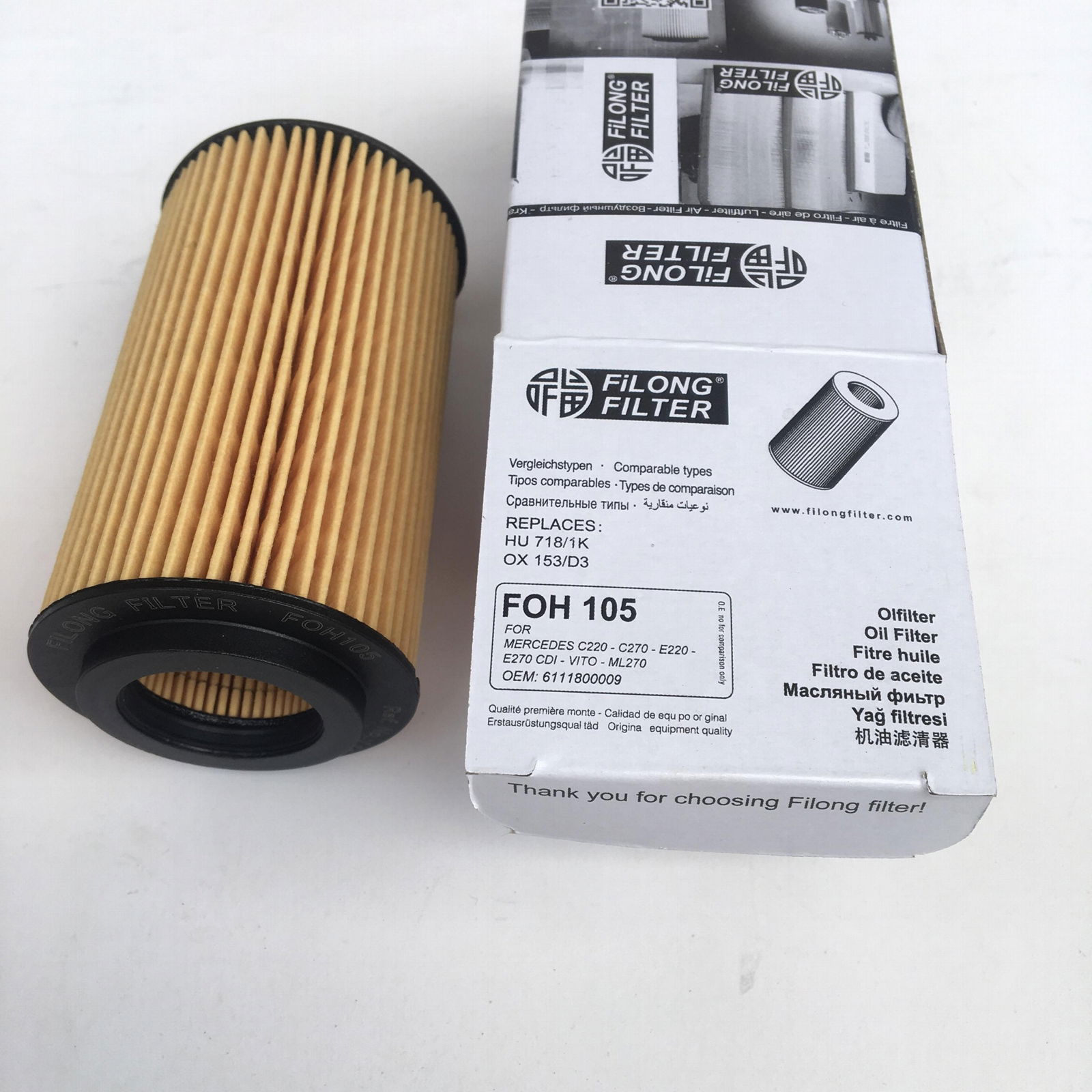 FILONG Manufactory FILONG Automotive Filters FOH-105,1121800009, HU718/1K,OX153/D3