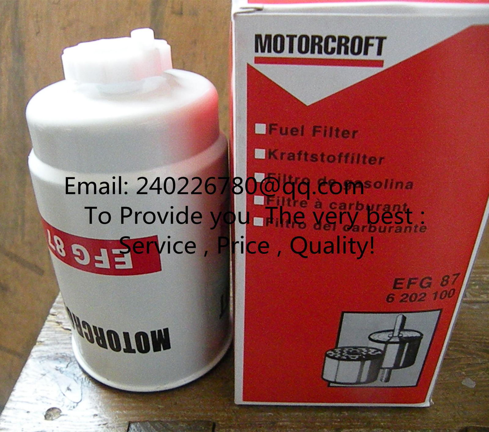 MOTORCROFT Fuel Filter EFG87 6202100 5020307, 6140787, 6164913 844F9176CAB ,ACDelco	XD163 ALCO FILTER	MD267 BOSCH	1457434408 CLEAN FILTER	DN873 CHAMPION	L209 COMLINE	EFF022 CoopersFiaam	FP5158, FP5158A DELPHI	HDF996 FILTRON	PP848 FILONG	FF5002 FLEETGUARD	FF5107, FF5198 FRAM	C4986, C4986A HENGST FILTER	H120WK JS FILTER	FC0002 KNECHT	KC90 MAHLE FILTER	KC90 MANN-FILTER	WK880 MECAFILTER	ELG5223 MULLER FILTER	FN296 PURFLUX	CS433 PUROLATOR	F57294 SCT Germany	ST317 SOFIMA	S9960NC TECNOCAR	N295, N296, N297 TEHO	7206 UFI	2437100 UNIPART	GFE5323 WIX FILTERS	WF8052