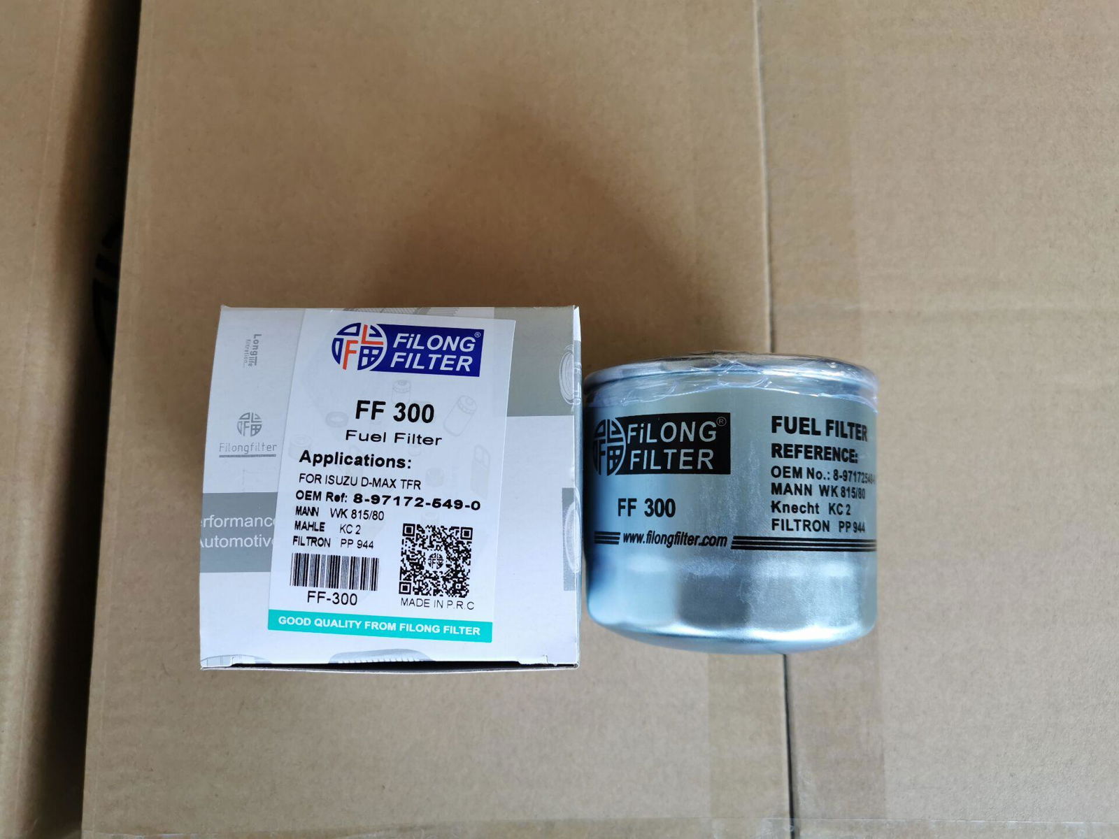 FILONG Manufactory Fuel Filter FF-300  Cross reference  DAIHATSU 23303-56031-000 DAIHATSU 23303-56031-999 FIAT 4285643 GM 94414796 GM M39923 HINO 2330D-56030 HINO 2330D-56031 HITACHI 448371 HITACHI 4616543 HITACHI 4S-00246 HYUNDAI 16403-27000 ISUZU 1-94132947-1 ISUZU 16-13240023-0 ISUZU 5-13200053-0 ISUZU 5-13200119-0 ISUZU 5-13200235-0 ISUZU 5-13240009-0 ISUZU 5-13240009-1 ISUZU 5-13240023-0 ISUZU 5-13240235-0 ISUZU 5-86750-079-0 ISUZU 5-87310-502-0 ISUZU 5-87310335-0 ISUZU 5867500780 ISUZU 5873104330 ISUZU 5876100220 ISUZU 8-94132947-0 ISUZU 8-94132947-1 ISUZU 8-94143477-0 ISUZU 8-94143478-0 ISUZU 8-94143479-0 ISUZU 8-94144-613-0 ISUZU 8-94151-744-0 ISUZU 8-94151744-1 ISUZU 8-94151745-1 ISUZU 8-94338984-0 ISUZU 8-94370621-0 ISUZU 8-94370621-1 ISUZU 8-94370621-2 ISUZU 8-94370621-3 ISUZU 8-94414796-0 ISUZU 8-94414796-3 ISUZU 8-94448-984-1 ISUZU 8-94730621-0 ISUZU 8-97116-125-0 ISUZU 8-97172-549-1 ISUZU 8-97172549-0 ISUZU 8-97916-993-2 ISUZU 8-97916993-1 ISUZU 8979169930 ISUZU H1.32401 ISUZU X1.3204015 ISUZU X1.3240024 ISUZU X13240015 JCB 32926105 KOBELCO YB02P00001-2 KOBELCO YB02P00001-2-DK KOMATSU 132-400-23 KOMATSU 513-540-009-1 KOMATSU 600-311-2110 KOMATSU 600-311-622-0 KOMATSU 600-311-622-1 KOMATSU 600-311-7410 KOMATSU 600-311-7440 KOMATSU 600-311-7441 KOMATSU 600-311-746-0 MAZDA YJ01-13-ZA5 MAZDA YJ01-13-ZA5A NISSAN 16403-09W00 NISSAN 16403-89TA1 NISSAN 16403-89TA2 NISSAN 16403-89TA4 NISSAN 16403-89TA5 NISSAN 16403-C6800 NISSAN 16403-J2000 NISSAN 16403-J2001 NISSAN 16403-J5500 NISSAN 16403-J6500 NISSAN 16403-T9300 NISSAN 16403-T9301 NISSAN 16403-Z7000 NISSAN 1K00-13-ZA5 NISSAN AY500NS003 NISSAN AY500NS004 NISSAN AY500NS011 NISSAN AY500SZ002 NISSAN AY500SZ003 NISSAN AY500SZ004 TOYOTA 23302-56020 TOYOTA 23302-56021 TOYOTA 23302-56022 TOYOTA 23302-56030 TOYOTA 23302-56031 TOYOTA 23303-56021 TOYOTA 23303-56022 TOYOTA 23303-56030 TOYOTA 23303-56031 YEAR	ENG VOL	ENG NO	BODY NO	 OIL	 AIR	 FUEL	 CABIN	 TRANS ISUZU   »   D-Max 01.04~01.11	2500	4JA1-T	TF_54	 C527J A2004 FC208J  	  01.02~01.07	3000	4JH1	TFS77	 C527J A2004 SF2303 FC208J FC0034 AC211C JT308K ISUZU   »   ELF ISUZU   »   ELF250 ISUZU   »   ELF350 ISUZU   »   ELF450 ISUZU   »   Forward ISUZU   »   Journey ISUZU   »   Panther ISUZU   »   Pickup TFR ISUZU   »   Rodeo ISUZU   »   Truck MAZDA   »   Titan NISSAN   »   Atlas NISSAN   »   Atlas/Condor NISSAN   »   Civilian NISSAN   »   King Cab OPEL   »   Brava TOYOTA   »   Land Cruiser