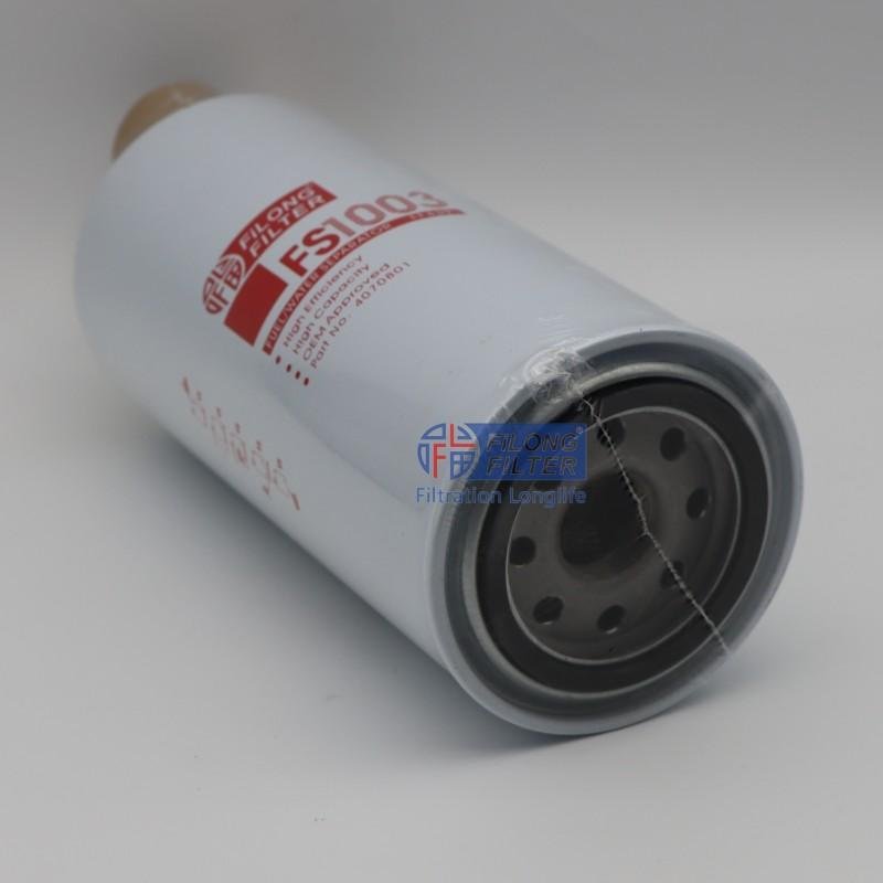 Hot Selling Brand New FOR FLEETGUARD  Fuel Filter Replacement  FOR  CUMMINS Engine Trucks FS1003 TP1527 P551003 BF1263SP 4070801 3954904 3406889 ，OEM Number: CASE IH	87307432 CUMMINS	3406889, 3954891, 4070801 DAF	1814637 TEREX	S6450550 Reference Number: ACDelco	TP1527 ALCO FILTER	SP-1474 BALDWIN	BF1293-SPS, BF1293SPS, BF1263SP BOSCH	F026402272 DONALDSON	P551003, P551103 FIL FILTER	ZP3374FMB FILONG FILTER	FF439 FLEETGUARD	FS1003 FRAM	PS8687 HENGST FILTER	H375WK LUBERFINER	LFF1003 MANN-FILTER	WK10017x MISFAT	M643 SAKURA FILTER	SFC-5509-10 WIX FILTERS	33604