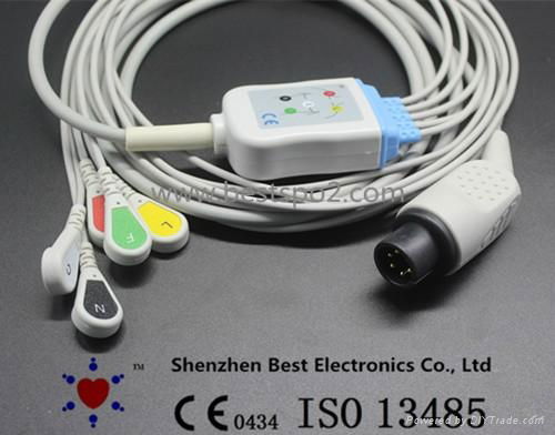 AAMI 6Pin ECG 3 Lead Cable and Leadwires IEC Clip 3