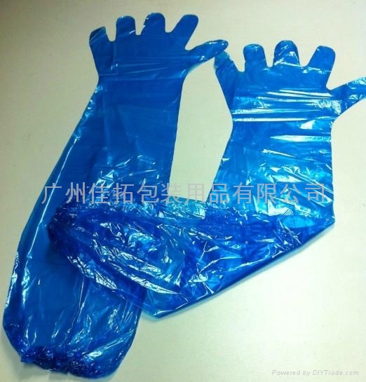 PE SHOULDER LENTH GLOVES WITH ELASTIC BAND