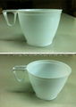 Plastic white coffee cup with handle 1