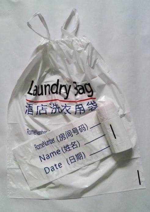 wholesale 100% biodegradable beautiful disposable hotel plastic laundry bag